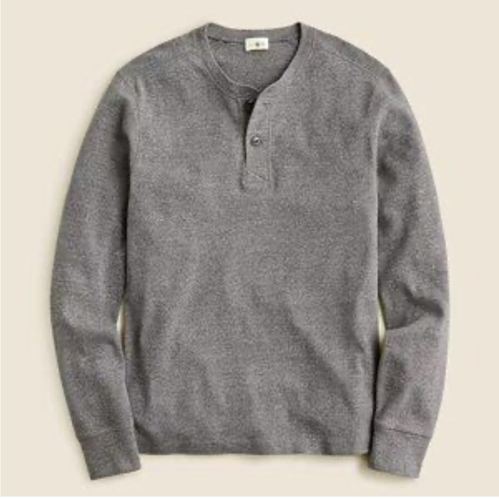 J. Crew Dark Gray Long Sleeve Cotton Henley size large NWT